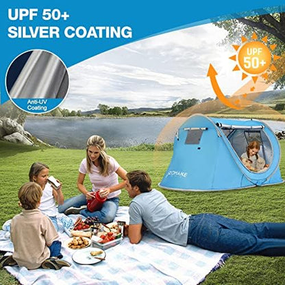Easy Pop Up Tent 2-4 Person Waterproof - Pop-Up Camping Tents Automatic Tent Throw Pop Up Instant Flip Pop Tent for Camping,by ZOAMKE