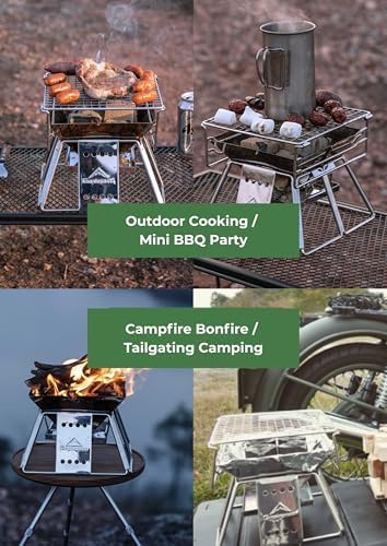 CAMPINGMOON Mini Charcoal Grill Portable Fire Pit Stainless Steel X-MINI