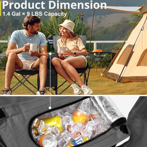 Outvita Folding Double Camping Chair w/Umbrella, Cooler for Beach Patio L