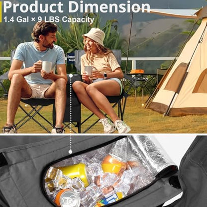 Outvita Folding Double Camping Chair w/Umbrella, Cooler for Beach Patio L