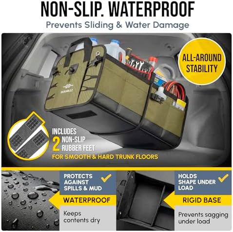 Car Trunk Organizer, Covering Net, Collapsible, Foldable, Military Green