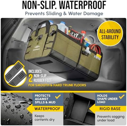 Car Trunk Organizer, Covering Net, Collapsible, Foldable, Military Green