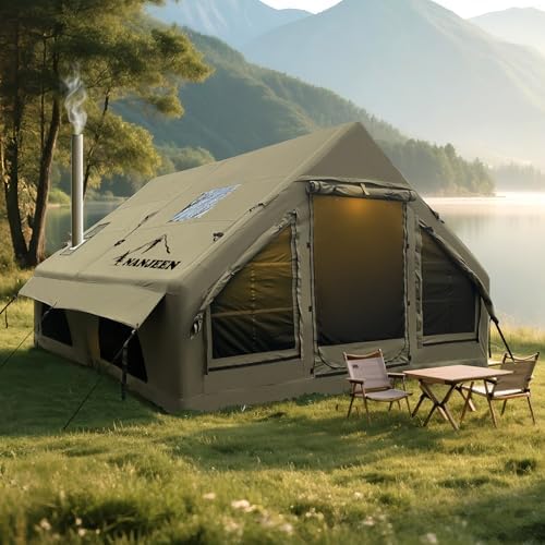 NANJEEN® Large Luxury Inflatable Camping Tent,Wind & Rain Resistant,12㎡ Interior,2-10 Person Shelter,8 Minutes Fast Setup with Hand Pump,All-Season Ready,Dual Doors,Mosquito-Proof Mesh Windows