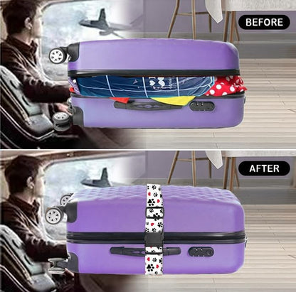 Luggage Straps for Suitcases Travel Belt Accessories, Cute Suitcase Strap, Adjustable Luggage Belt Strap, Heavy Duty with Quick-Release Buckle Luggage Strap Cute Dog Paws