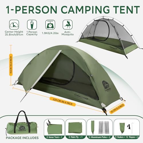 1/2/3/4 Person Lightweight Backpacking Tent, Waterproof Camping Hiking Tent
