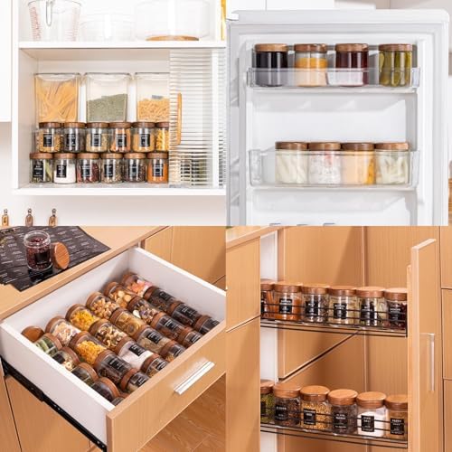 Yangbaga Glass Spice Containers for Kitchen: 12P 8oz Dishwasher Safe Jars