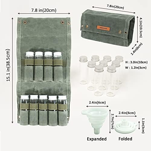 Camping Spice Kit, 9 Jars with Labels & Funnel (MILITARY GREEN)