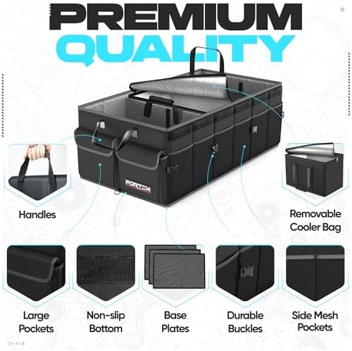 FORTEM Trunk Organizer - Foldable Car Organizer with Cooler for SUV, Trucks