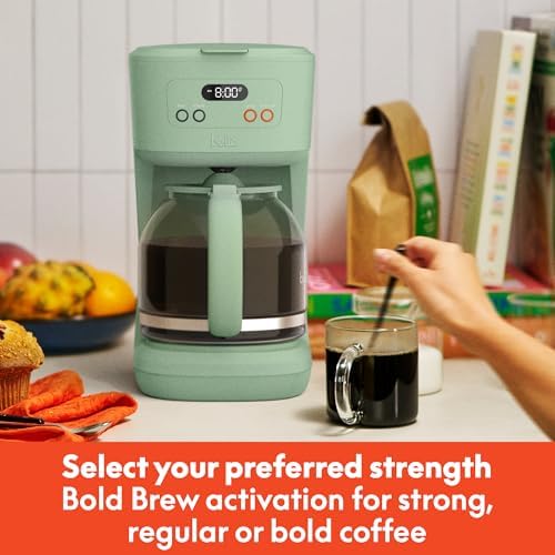 bella 12-Cup Programmable Coffee Maker with No-Drip Glass Carafe, Seaglass