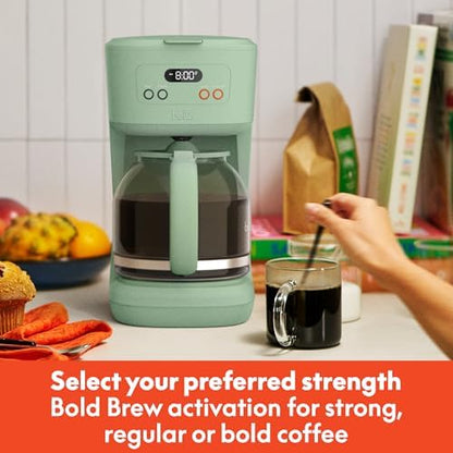 bella 12-Cup Programmable Coffee Maker with No-Drip Glass Carafe, Seaglass