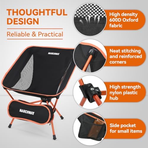 MARCHWAY Lightweight Folding Camping Chair, Portable, Compact and Sturdy