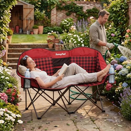 SUNNYFEEL Double Camping Chair Oversized Loveseat for Adults