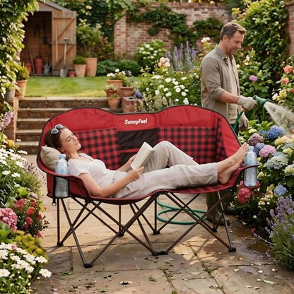 SUNNYFEEL Double Camping Chair Oversized Loveseat for Adults