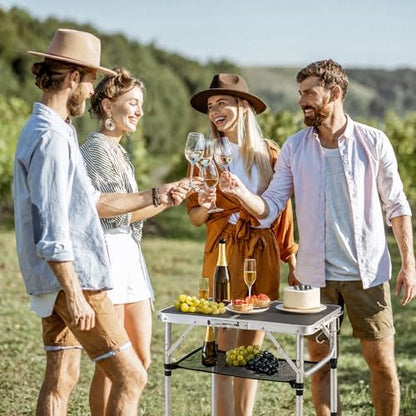 Folding Table Small, 24''L x16''W Camp Aluminum Table, Lightweight Portable