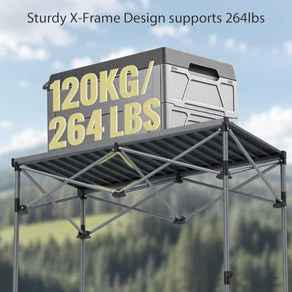 Anbte 34.2” Tall Folding Camping Table, Aluminum Portable, 39” X 20”, Black
