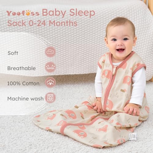 Yoofoss Baby Sleep Sack 0-6 Month 0.5TOG 100% Organic Cotton 2-Way Zipper