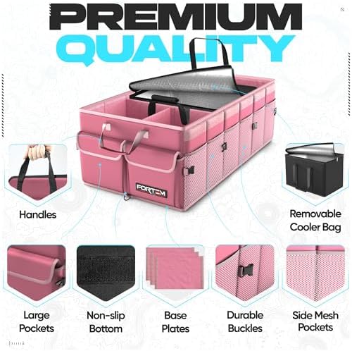 FORTEM Trunk Organizer - Foldable Car Organizer with Cooler for SUV, Trucks