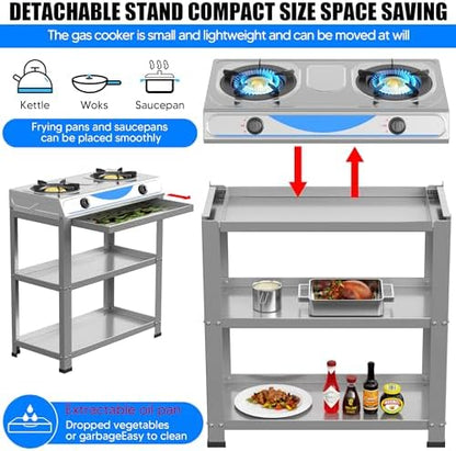 Propane Gas Stove,2 Burner Propane Burner, with Removable Leg,Auto Ignition Camping Stove,Portable Gas Stove for RV, Apartment, Outdoor