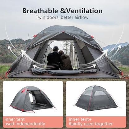 BISINNA Lightweight 2/2.5/3 Person Camping Backpacking Tent for 3 Season