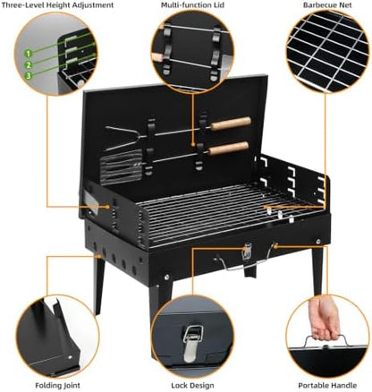 Portable Charcoal Grill,Foldable Tabletop Charcoal BBQ Grill,17.32in