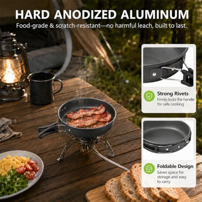 aiGear Camping Cookware with Pot Pan Kettle Cutlery Tableware 1-2 People