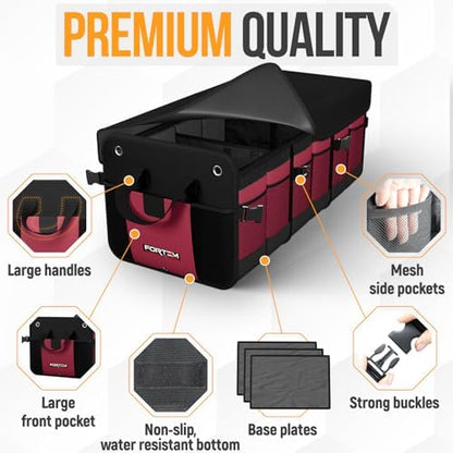 FORTEM Trunk Organizer - Collapsible Car Organizer & Storage Bag for SUVs