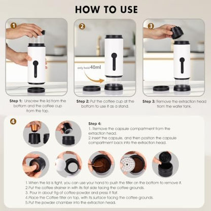 SANMAS Portable Espresso Maker, 20 Bar Travel & Camping Coffee Maker 3-in-1