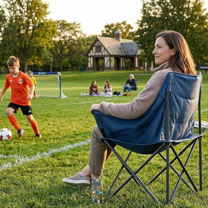 Portal 32" Oversized Camping Chair, Foldable Heavy Duty 350 lb Padded Ergonomic Seat for Big & Tall Adults, Pinch-Free Extra Wide Design Featuring Cup Holder & Carry Bag for Fishing, Lawn & Sidelines