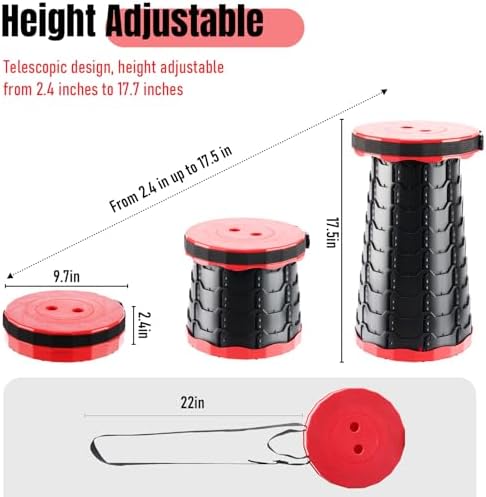 Doseno Collapsible Chair, Portable Collapsible Stool 2 Pack for Adults, Red