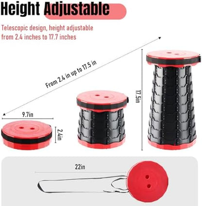 Doseno Collapsible Chair, Portable Collapsible Stool 2 Pack for Adults, Red