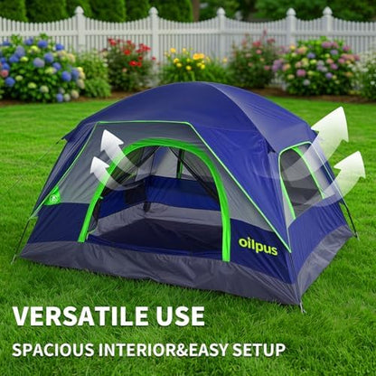 2-3 Person Camping Tent, Waterproof Windproof Dome w/Rain Fly & Mesh