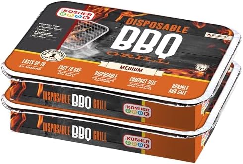 The Kosher Cook Disposable Charcoal Grill - Ready To Use Portable Bbq Grill - Easy To Light Portable Charcoal Grill Kosher - 2 Pack