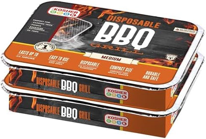 The Kosher Cook Disposable Charcoal Grill - Ready To Use Portable Bbq Grill - Easy To Light Portable Charcoal Grill Kosher - 2 Pack