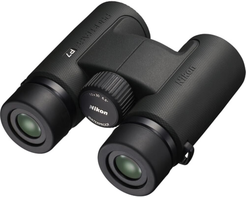 Nikon PROSTAFF P7 10x30 Binoculars Bundled with Harness Strap + Deluxe Cleaning Kit + Smartphone to Binocular Adapter + Microfiber Cleaning Cloth (5 Items)