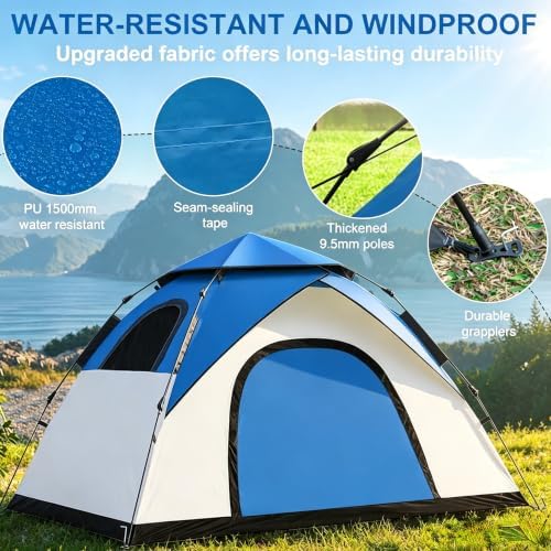 anngrowy Camping Tent 2 Person Instant Family Tent Pop Up Tents for Camping Waterproof Portable Hiking Camp Tent Lightweight Tent for Backpacking Small Tent 4 Season Windproof Quick Compact Dome Tent