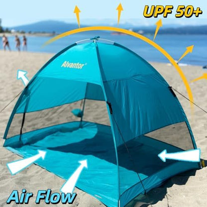 Alvantor® Beach Tent Beach Umbrella Outdoor Sun Shelter Cabana Automatic Instant Pop-Up UPF 50+ Portable Beach Shade Camping Fishing Hiking Canopy Easy Set Up Light Weight Windproof for 2-3 Person