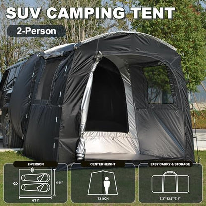 Economical Car Camping Tent - Easy Setup 210D Ripstop, Spacious Universal Fit for Overnight Outdoor Trips