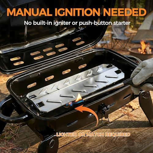 MASTER COOK 10,000 BTU Portable Gas Grill, Tabletop Small Propane Grill with Foldable Legs, Outdoor Compact BBQ for RV, Hiking, Camping, Patio, Tailgate