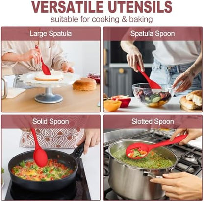 TeamFar Silicone Cooking Utensil Set of 7, Kitchen Cooking Utensil Set