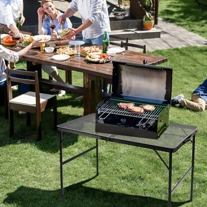 Folding Matel Grill Table, 3x2 FT Portable Camping Table