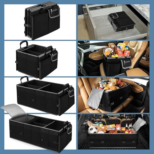 Trunk Organizer and Storage with Built-In Insulated Leak Proof Cooler Bag