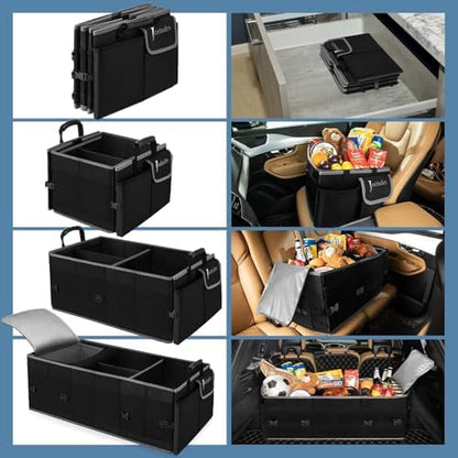 Trunk Organizer and Storage with Built-In Insulated Leak Proof Cooler Bag