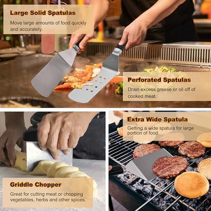238pcs Premium Griddle Accessories Kit, Griddle Tools for Flat Top Grill with Enlarged Spatulas, Burger Press, Basting Cover, Flat Top Grill Accessories for Outdoor BBQ Teppanyaki