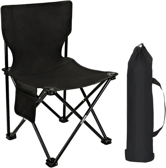 Folding Camping Chair for Small Man, Portable Outdoor Backpacking Chair for Fishing, Hiking, Picnic, Camping, Lawn, Concert, Ultralight Compact Camping Chair with Carry Bag (Black)
