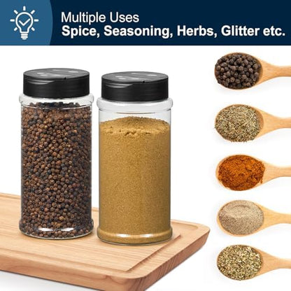 TUZAZO 16 Oz Large Spice Jars Plastic Seasoning Containers, 6 Pack