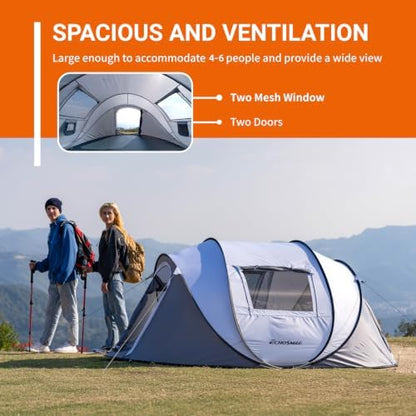 EchoSmile Instant Pop Up Camping Tent, 2/4/6 Person Easy Setup Tent