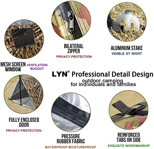 LYN Extra Large Zipper Reusable Survival Emergency Shelter Tent,Thermal Waterproof Fireproof Lightweight Bugout, with Paracord✚Stake for Camping,First Aid,Hiking&Bushcraft