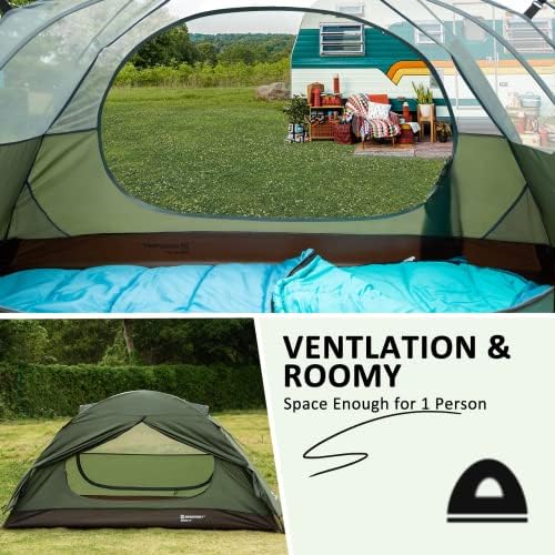 Bessport Camping Tent 1/2 Person Tent Waterproof Two Doors Backpacking Tent Easy Setup Lightweight for Outdoor, Hiking Mountaineering Travel