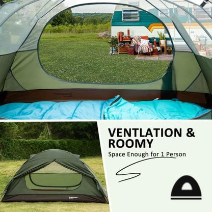 Bessport Camping Tent 1/2 Person Tent Waterproof Two Doors Backpacking Tent Easy Setup Lightweight for Outdoor, Hiking Mountaineering Travel