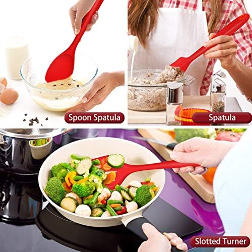 P&P CHEF Red Kitchen Utensils, Silicone Cooking Utensil Set of 7